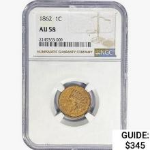 1862 Indian Head Cent NGC AU58