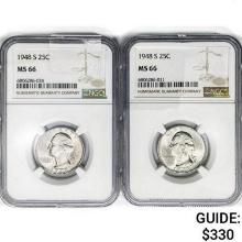 1948-S [2] Washington Silver Quarter NGC MS66