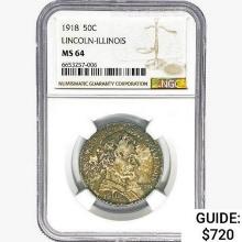 1918 Illinois Half Dollar NGC MS64