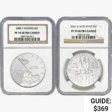 2002&2005 [2] US Varied Silver Coinage NGC PF70 UC