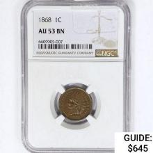 1868 Indian Head Cent NGC AU53 BN