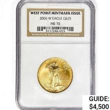 2006 W $25 1/2oz. American Gold Eagle NGC MS70