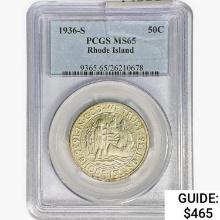 1936-S Rhode Island Half Dollar PCGS MS65