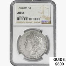 1878 8TF Morgan Silver Dollar NGC AU58