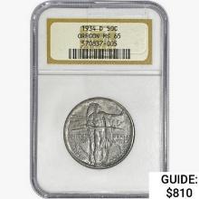 1934-D Oregon Trail Half Dollar NGC MS65