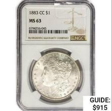 1883-CC Morgan Silver Dollar NGC MS63