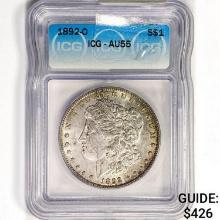 1892-O Morgan Silver Dollar ICG AU55