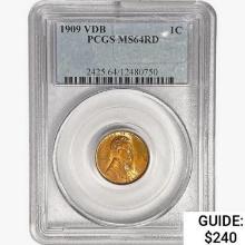 1909 VDB Wheat Cent PCGS MS64 RD