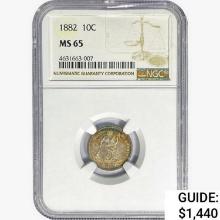 1882 Seated Liberty Dime NGC MS65