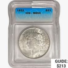 1922 Silver Peace Dollar ICG MS65