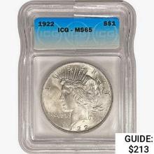 1922 Silver Peace Dollar ICG MS65