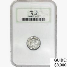 1936 Mercury Silver Dime NGC MS68