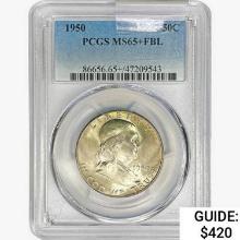 1950 Franklin Half Dollar PCGS MS65+ FBL