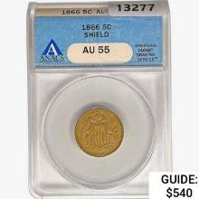 1866 Shield Nickel ANACS AU55