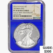 2016-W American 1oz Silver Eagle NGC PF70 UC Ltr E