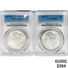1879&1900 [2] Morgan Silver Dollar PCGS MS63