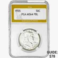 1955 Franklin Half Dollar PGA MS64 FBL