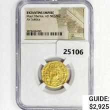 AD 582-602 Byzantine Empire AV Solidus NGC