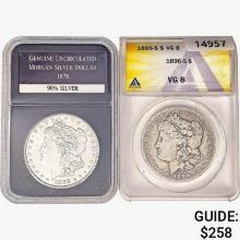 1878&1896 [2] Morgans Silver Dollars  VG/GU