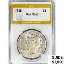 1928 Silver Peace Dollar PGA MS62