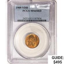 1909 VDB Wheat Cent PCGS MS65 RD