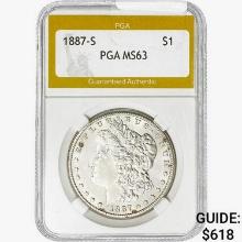 1887-S Morgan Silver Dollar PGA MS63