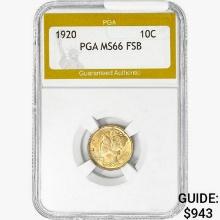 1920 Mercury Silver Dime PGA MS66 FSB