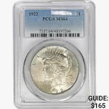 1922 Silver Peace Dollar PCGS MS64