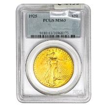 1925 $20 Gold Double Eagle PCGS MS63