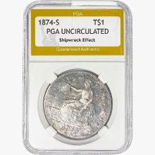 1874-S Silver Trade Dollar PGA UNC