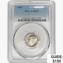 1951 Roosevelt Dime PCGS PF67