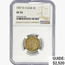 1937-D Buffalo Nickel NGC XF45 3 Legs