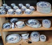 Collection Of Blue Danube China And 3 Pieces Of Double Phoenix Ming Tree China