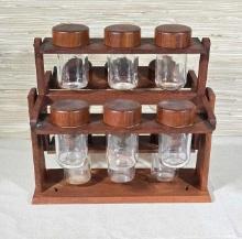 Danish Modern Wood Revolving Spice Rack