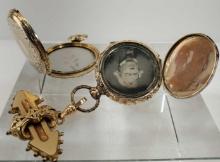 Lot Of 2 Victorian Daguerreotype Photo Lockets One With Woven Hair Memorial