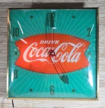 1960s Coca Cola Green With Red Fishtail Pam Clock