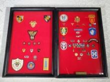 2 Framed Shadow Boxes Of Military Insignia