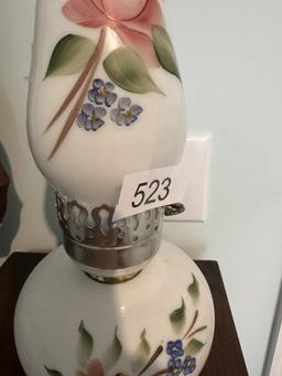 Vintage Floral Hurricane Lamp (Hand Painted) (Local Pick Up Only)