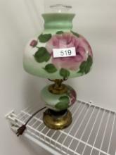 Vintage Floral Hurricane Lamp (Hand Painted) (Local Pick Up Only)