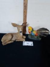 Deer Statue, Vintage colorful pheasant