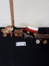 Vintage Covered wagons, bank, trinket box, etc.