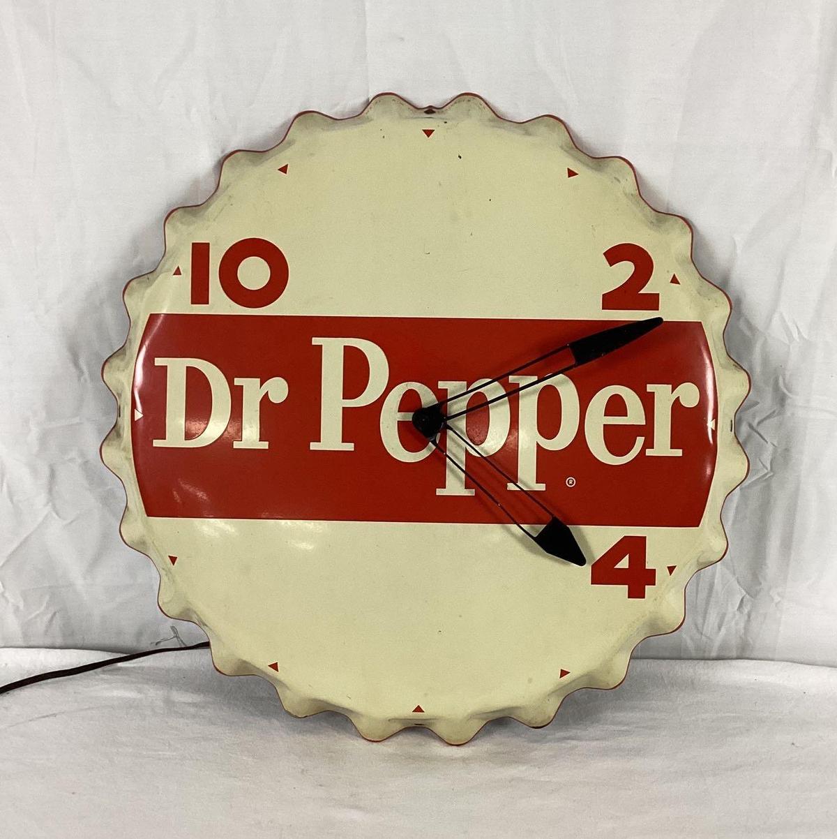 Dr Pepper Metal Bottle Cap Electric Clock