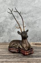 Antique Chinese Bronze Recumbent Deer Stag