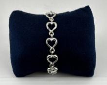 Sterling Silver Heart Link Bracelet