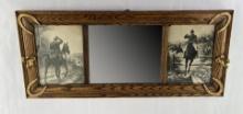 Victorian Oak Equine Hall Tree Mirror