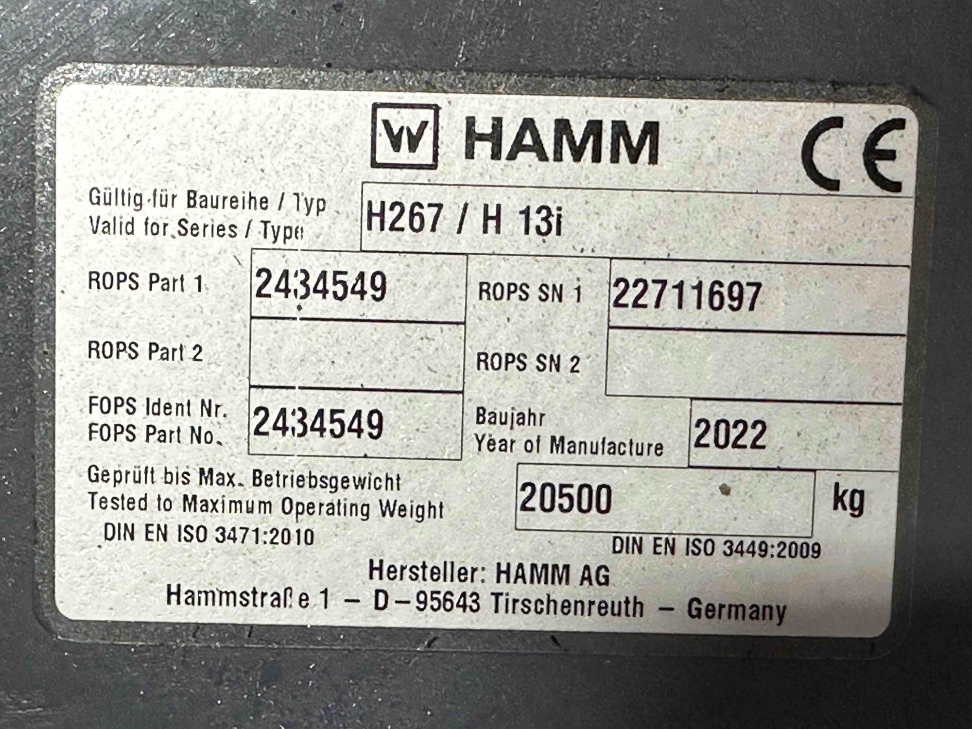2022 NEW/UNUSED Hamm H13i Smooth Drum Vibratory Compactor