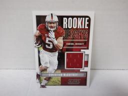 2017 PANINI SCORE #14 CHRISTIAN MCCAFFREY GAME USED JERSEY RC