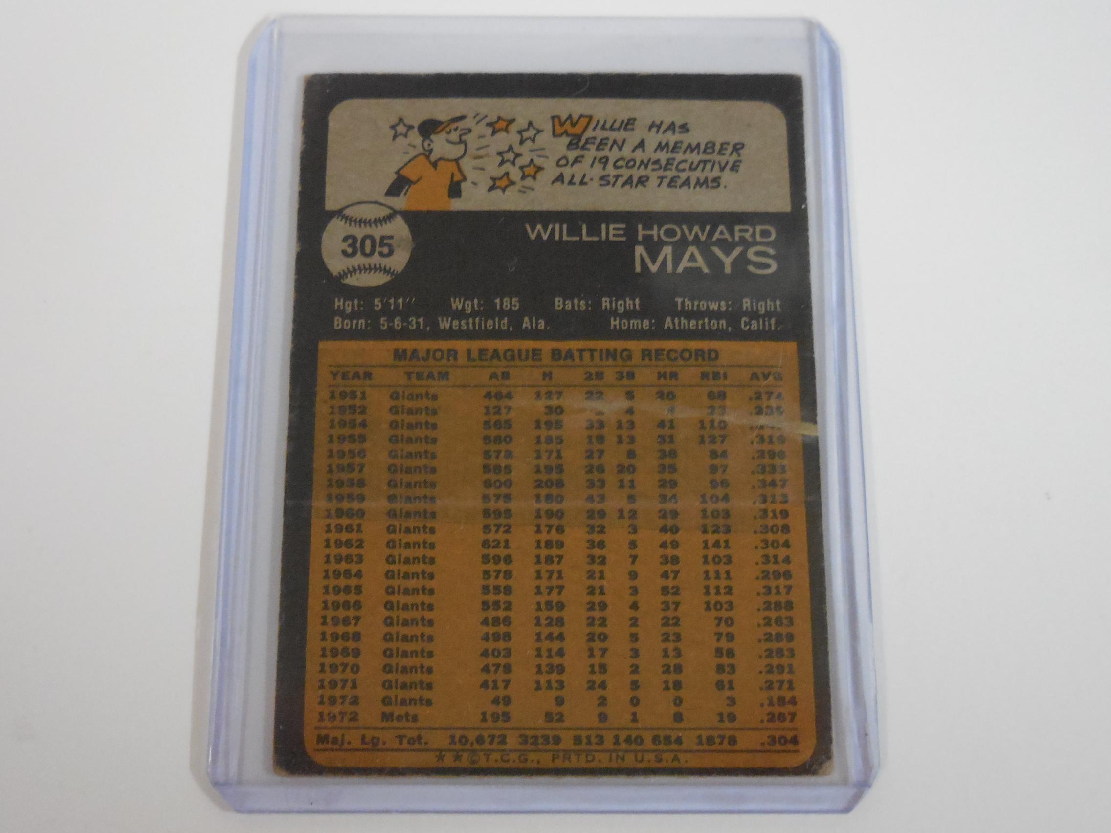 1973 TOPPS BASEBALL #305 WILLIE MAYS NEW YORK METS VINTAGE