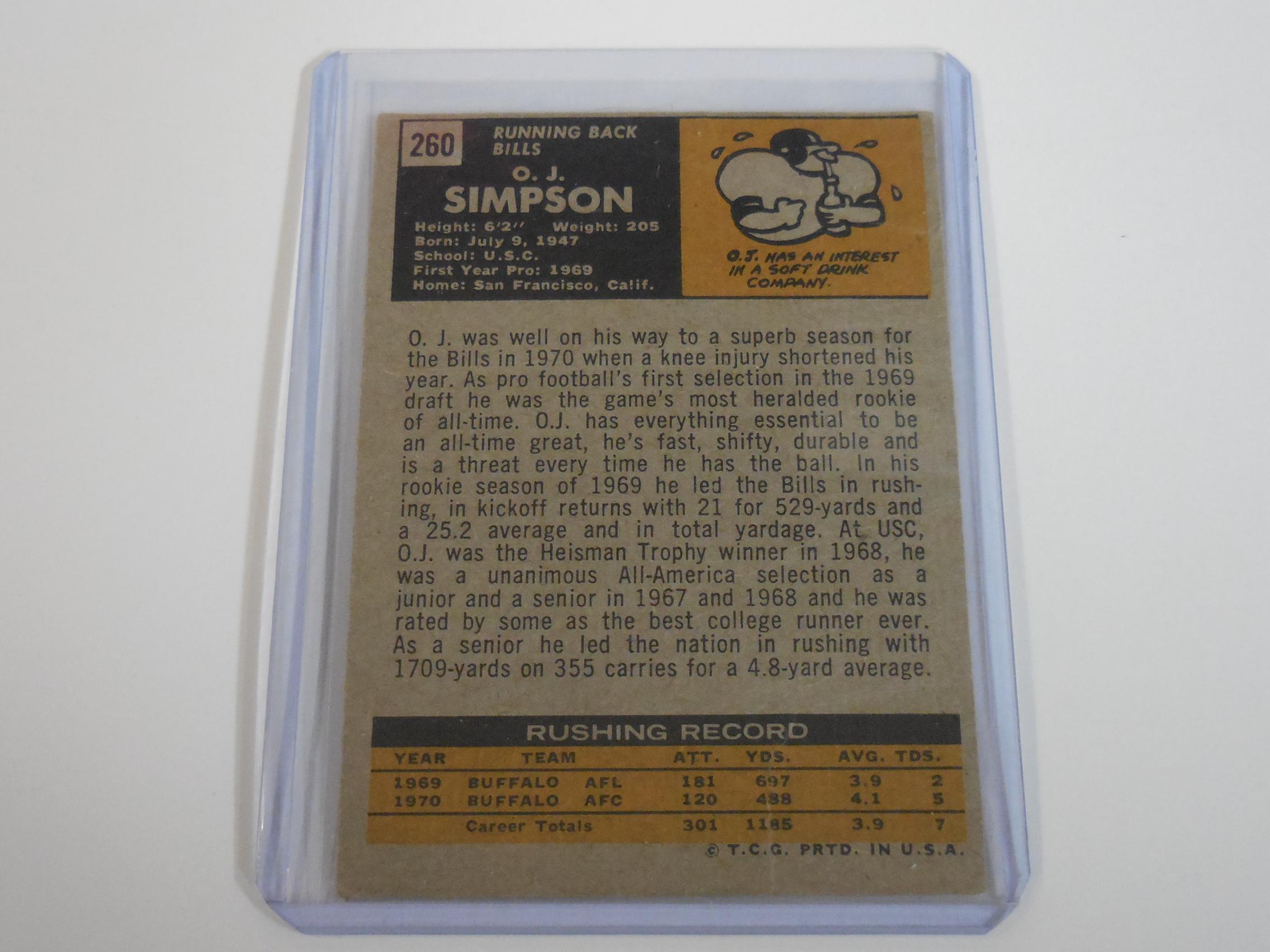 1971 TOPPS FOOTBALL #260 O.J. SIMPSON BUFFALO BILLS
