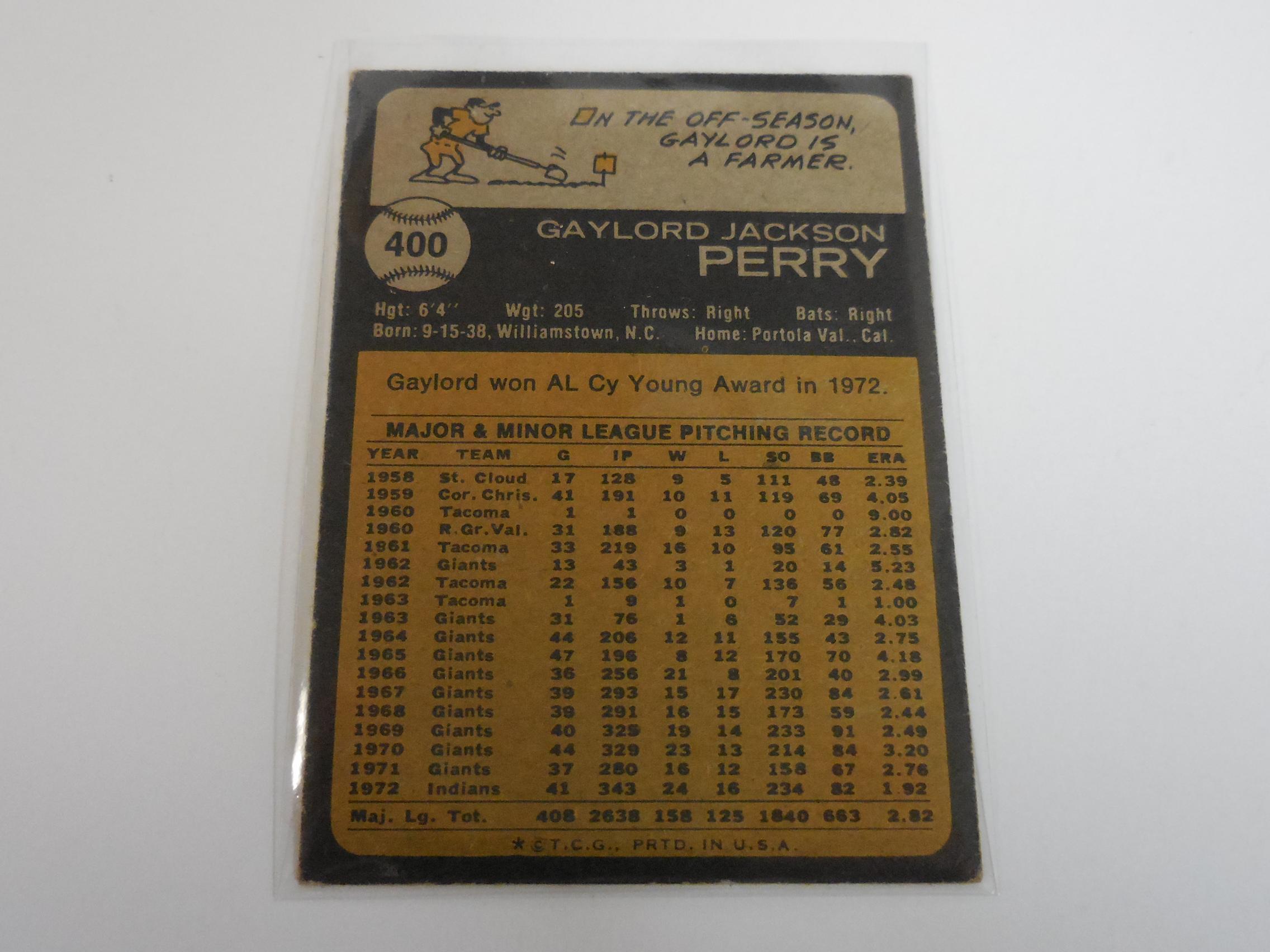 1973 TOPPS BASEBALL #400 GAYLORD PERRY CLEVELAND INDIANS HOF
